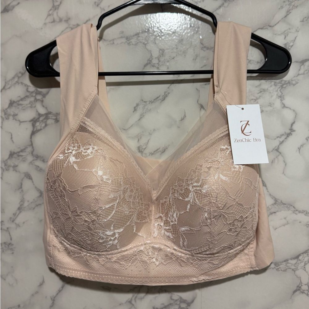 NEW ZenChic Women's Lace Bra - Soft Beige 4XL